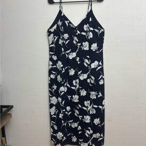 Everly Blue Midi Slip Dress for Wedding Guest